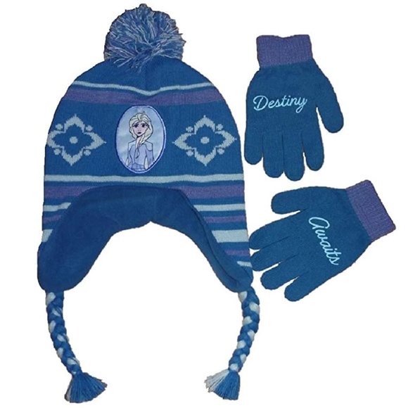 ABG Accessories Other - Girls Frozen "Destiny Awaits" Elsa Fleece Lined Winter Hat & Gloves Set  NWT